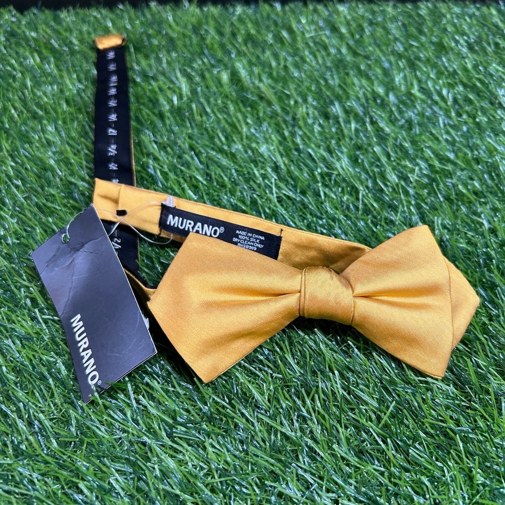 Murano Silk Self Tie Bow Tie Mens One Size Gold Adjustable Formal Accessory